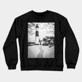 Big Sable Point Lighthouse - Black & White Crewneck Sweatshirt